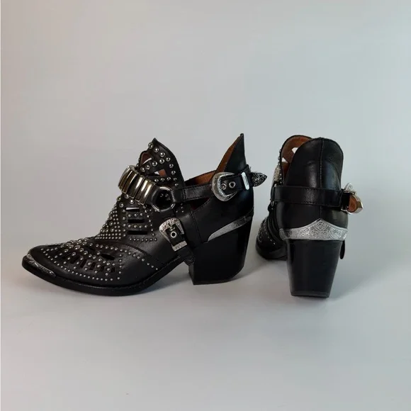 Jeffrey Campbell Calhoun Black Cutout Ankle Booties - Picture 5 of 9